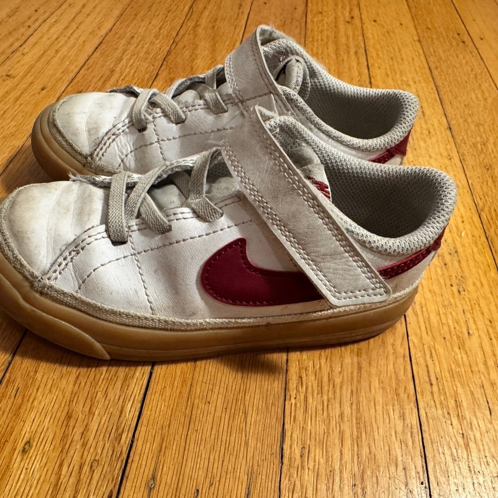 Kids Nike White and Red Nike Shoes